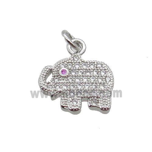 Copper Elephant Pendant Pave Zircon Platinum Plated