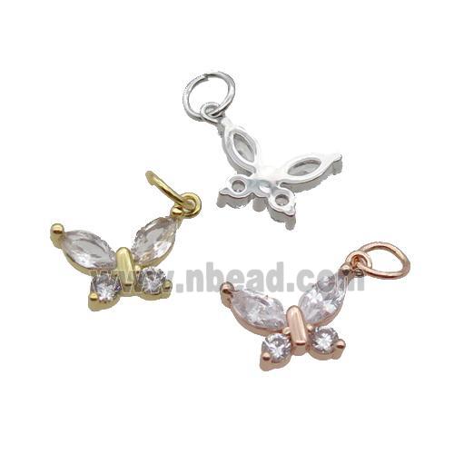 Copper Butterfly Pendant Pave Zircon Mixed