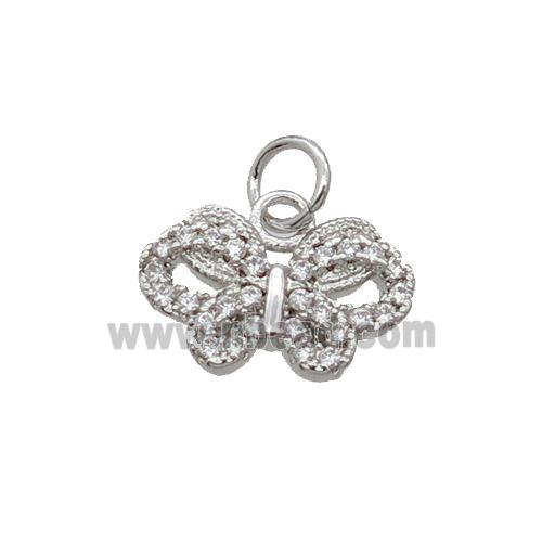 Copper Butterfly Pendant Pave Zircon Platinum Plated