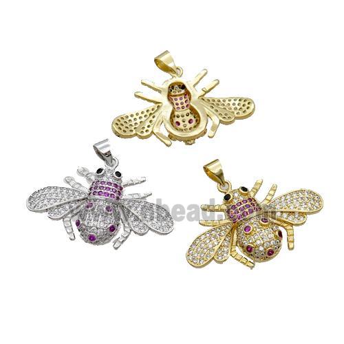 Copper Honeybee Pendant Pave Zircon Mixed