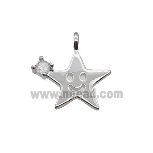 Copper Star Pendant Pave Zircon Smileface Platinum Plated