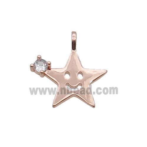 Copper Star Pendant Pave Zircon Smileface Rose Gold
