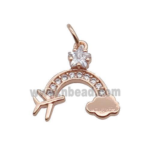 Copper Rainbow Pendant Pave Zircon Airplane Rose Gold
