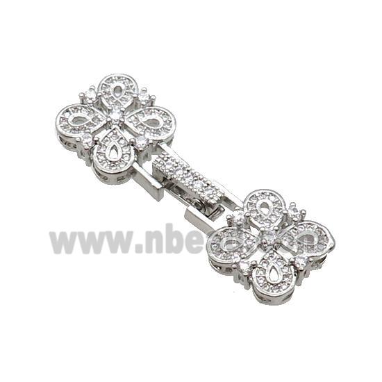 Copper Clasp Pave Zircon Platinum Plated