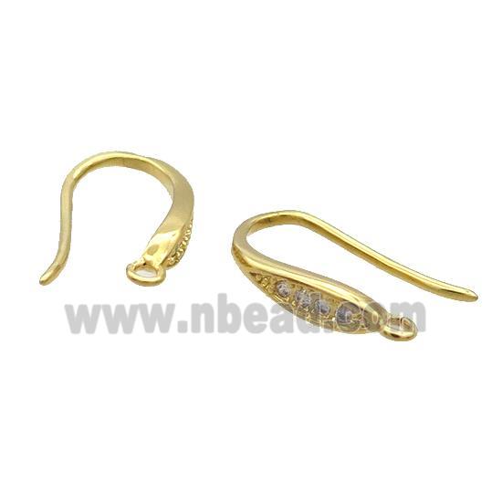 Copper Hook Earring Pave Zircon Gold Plated