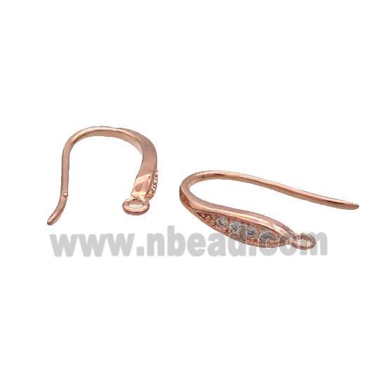 Copper Hook Earring Pave Zircon Rose Gold