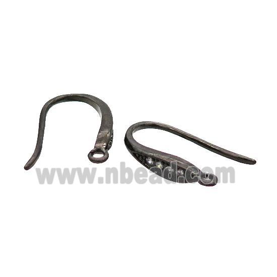 Copper Hook Earring Pave Zircon Black Plated