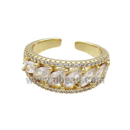 Copper Ring Pave Zircon Gold Plated