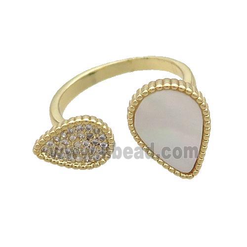 Copper Ring Pave Shell Zircon Gold Plated