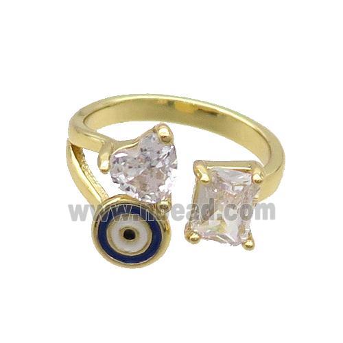 Copper Ring Enamel Evil Eye Gold Plated