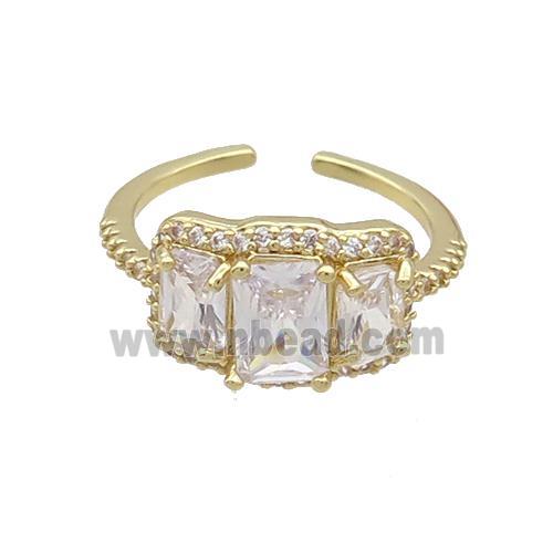 Copper Ring Pave Zircon Clear Crystal Gold Plated