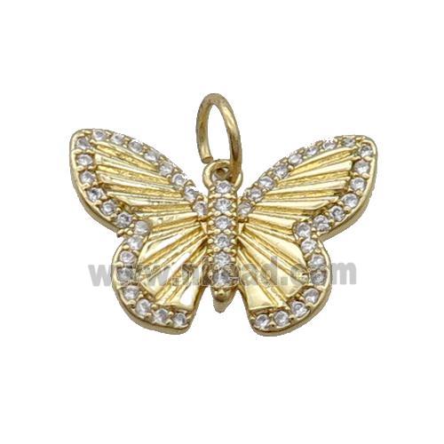 Copper Butterfly Pendant Pave Zircon Gold Plated