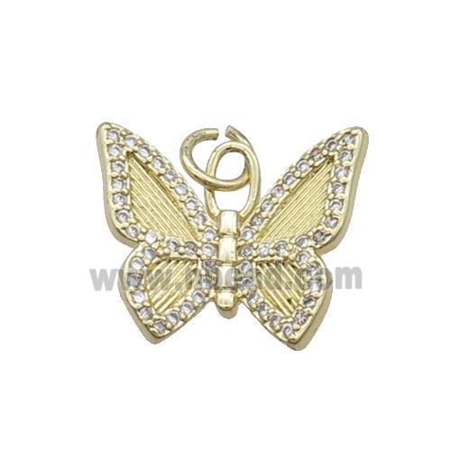 Copper Butterfly Pendant Pave Zircon Gold Plated