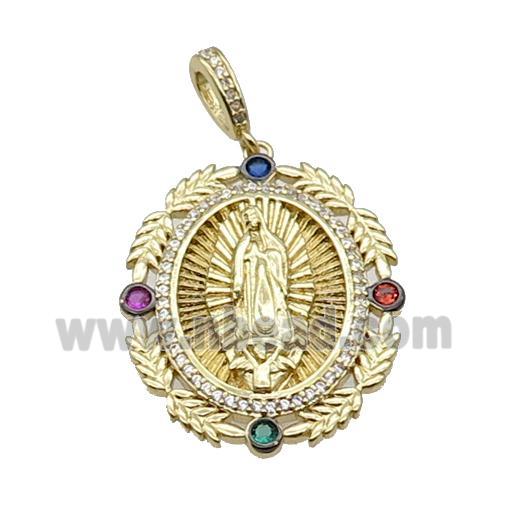 Copper Jesus Pendant Pave Zircon Religious Gold Plated