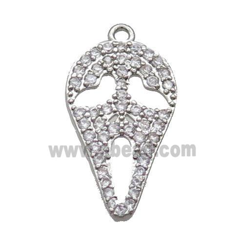 Copper Ghost Pendant Pave Zircon Halloween Platinum Plated