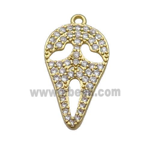 Copper Ghost Pendant Pave Zircon Halloween Gold Plated