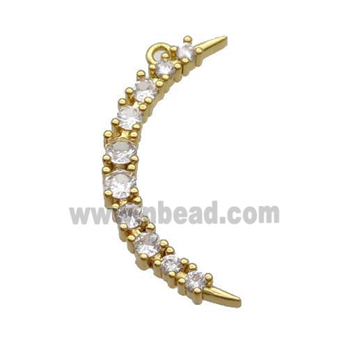 Copper Moon Pendant Pave Zircon Gold Plated
