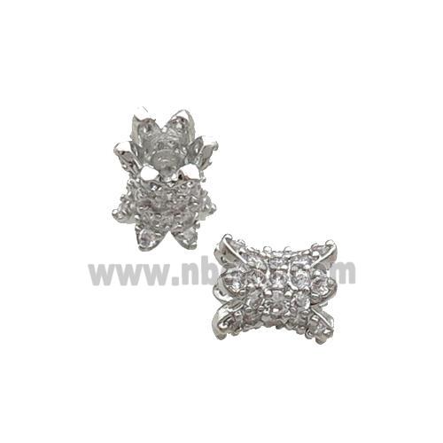 Copper Beadcaps Pave Zircon Large Hole Platinum Plated
