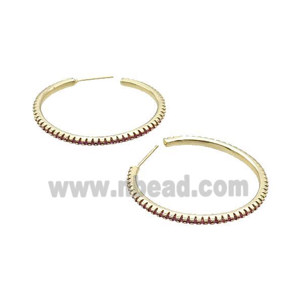 Copper Stud Earring Pave Zircon Circle Gold Plated