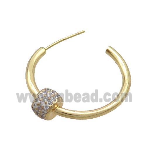 Copper Stud Earring Pave Zircon Gold Plated