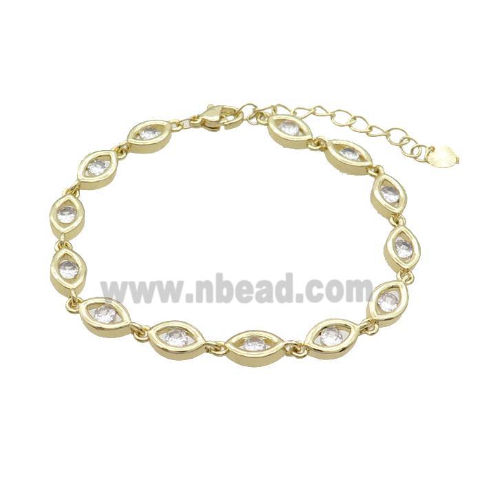 Copper Bracelets Pave Zircon Oval Gold Plated