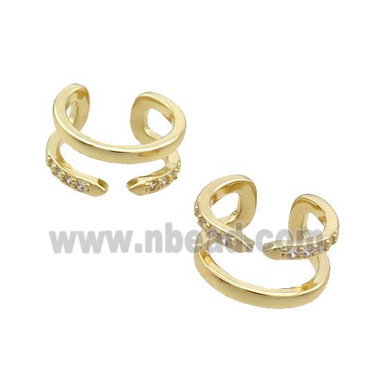 Copper Clip Earring Pave Zircon Gold Plated