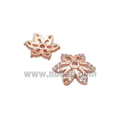Copper Beadcaps Pave Zircon Rose Gold