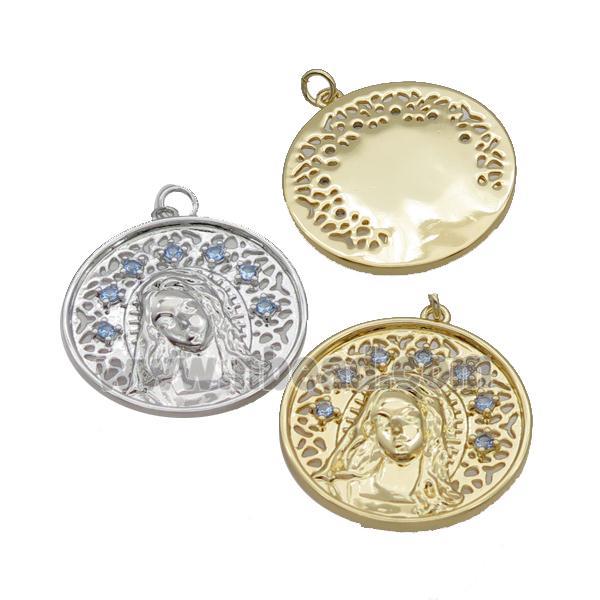 Copper Beauty Pendant Pave Zircon Circle Mixed