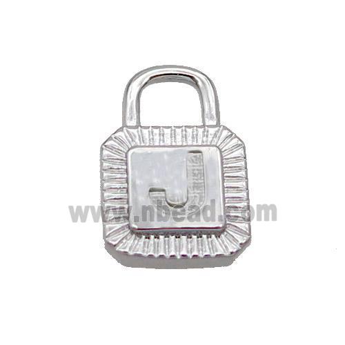 Copper Lock Pendant J-Letter Platinum Plated
