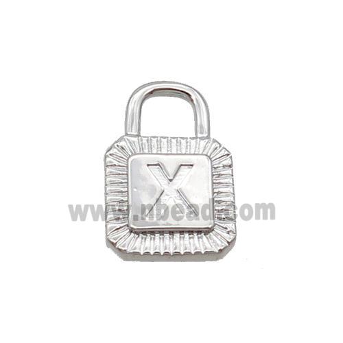 Copper Lock Pendant X-Letter Platinum Plated