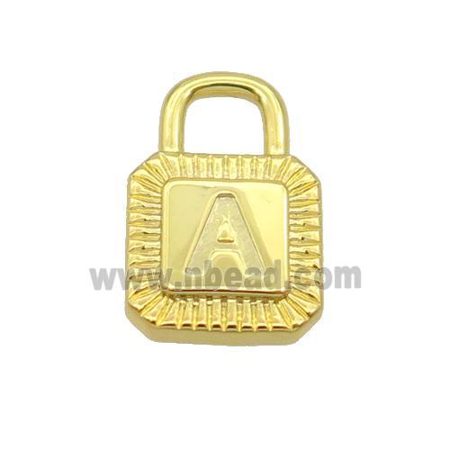 Copper Lock Pendant A-Letter Gold Plated
