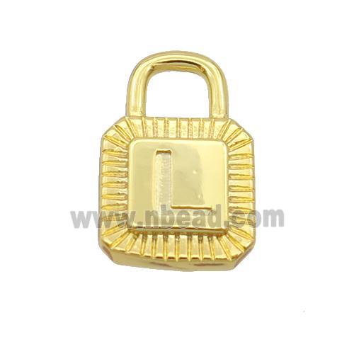 Copper Lock Pendant L-Letter Gold Plated