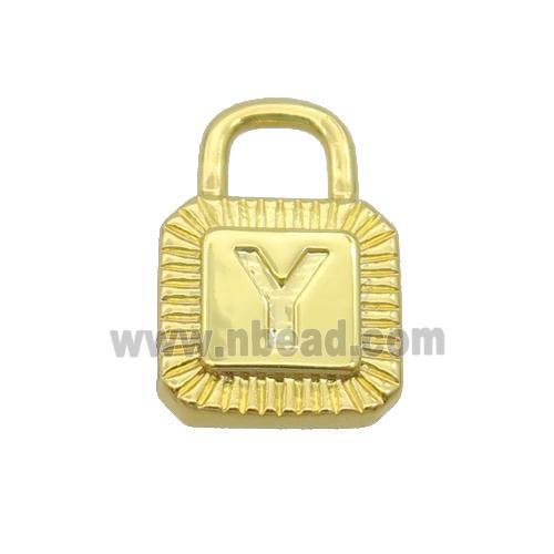 Copper Lock Pendant Y-Letter Gold Plated