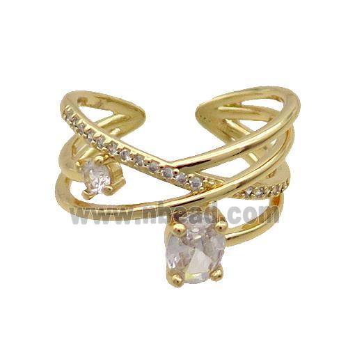 Copper Ring Pave Crystal Glass Gold Plated