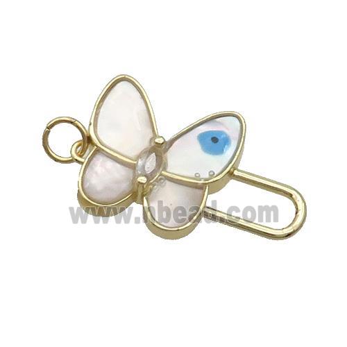 Copper Butterfly Pendant Pave Shell Evil Eye Gold Plated