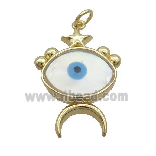 Copper Emoji Pendant Pave Shell Evil Eye Gold Plated