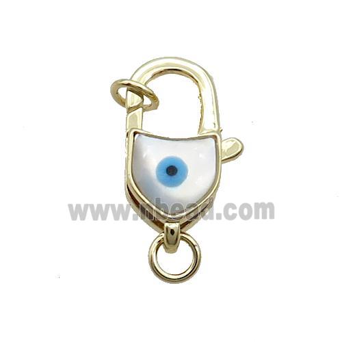 Copper Lobster Clasp Pave Shell Evil Eye Gold Plated