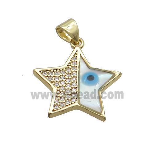 Copper Star Pendant Pave Zircon Shell Evil Eye Gold Plated