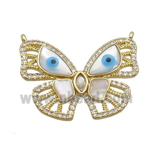 Copper Butterfly Pendant Pave Zircon Shell Evil Eye Gold Plated
