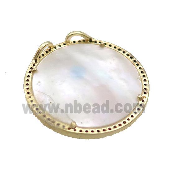 Copper Kids Pendant Pave Zircon Shell Evil Eye Gold Plated