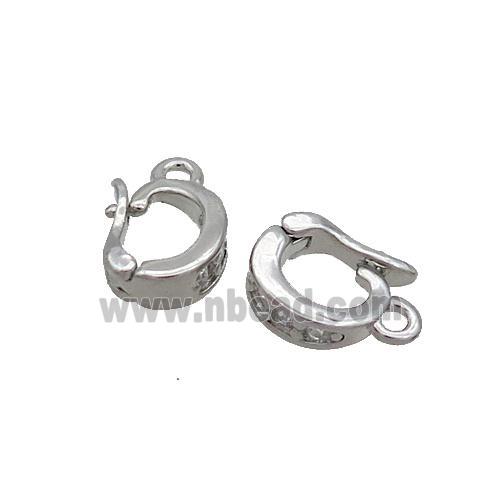 Copper Clasp Pave Zircon Platinum Plated