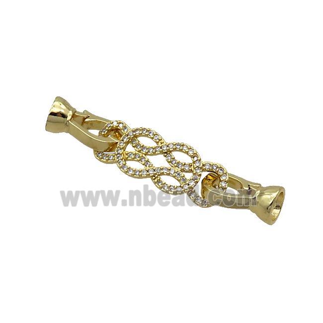 Copper Clasp Pave Zircon Knot Gold Plated