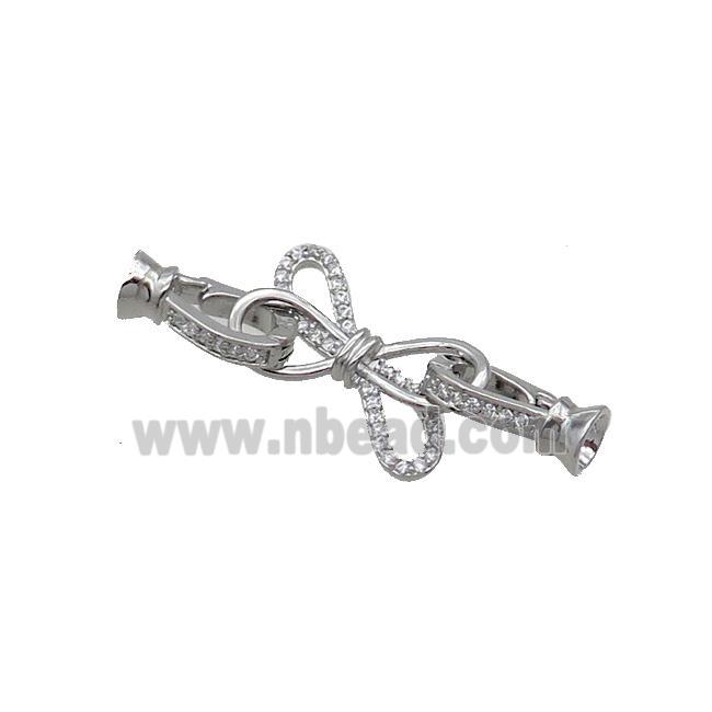 Copper Clasp Pave Zircon Infinity Platinum Plated