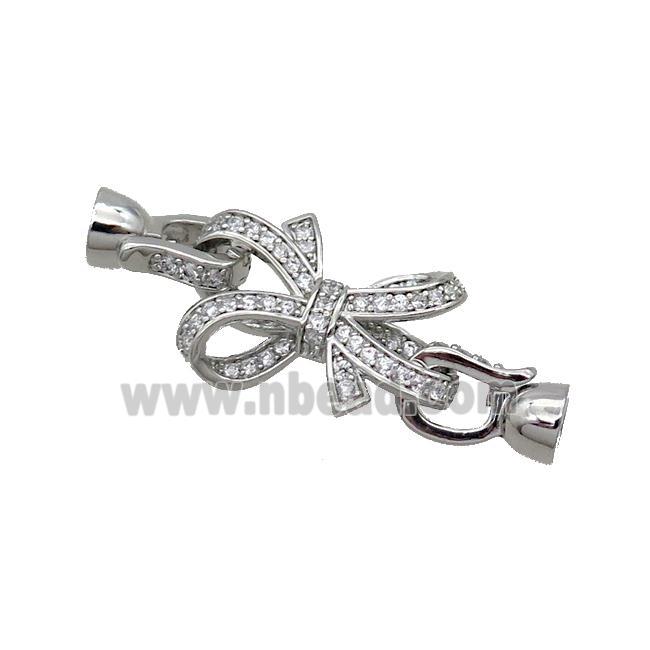 Copper Clasp Pave Zircon Bowknot Platinum Plated