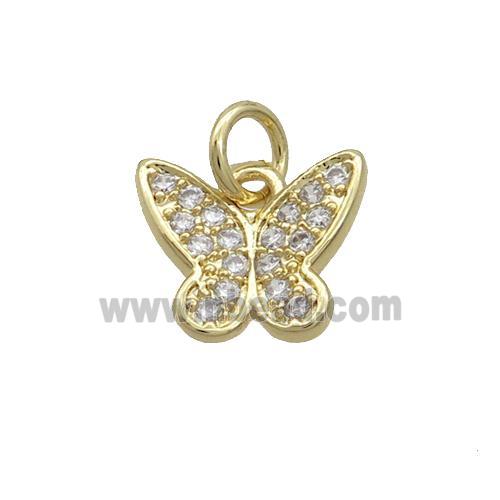 Copper Butterfly Pendant Pave Zircon Gold Plated