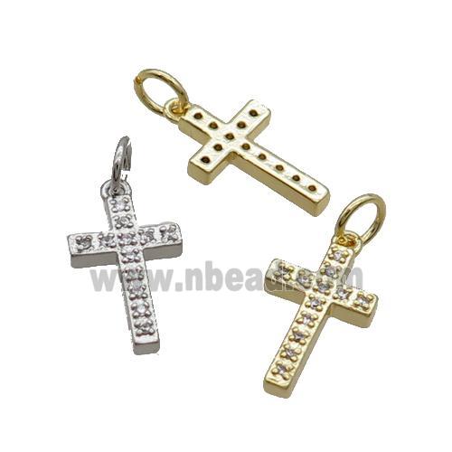 Copper Cross Pendant Pave Zircon Mixed