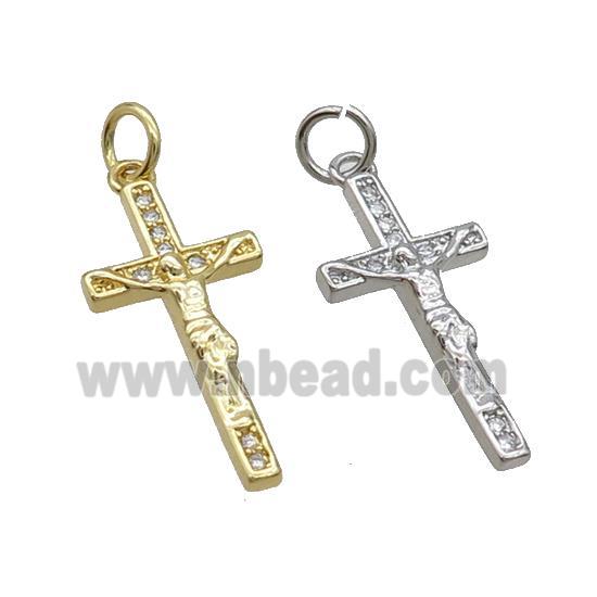Copper Religious Cross Pave Zircon Jesus Mixed