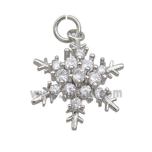 Copper Snowflake Pendant Pave Zircon Christmas Platinum Plated