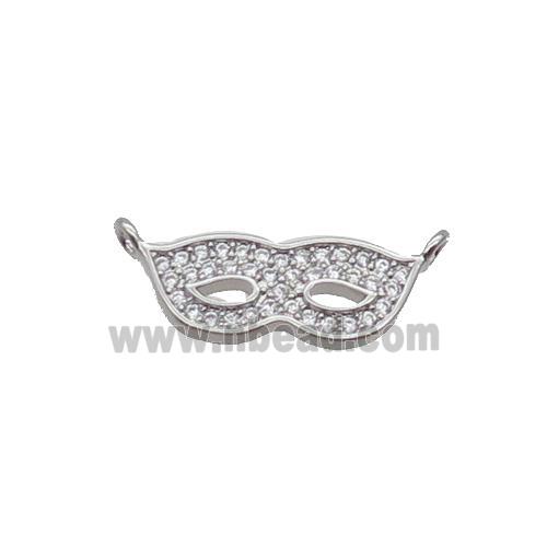 Copper Eyemask Pendant Pave Zircon 2loops Platinum Plated