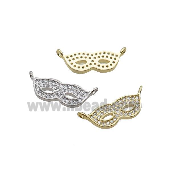 Copper Eyemask Pendant Pave Zircon 2loops Mixed